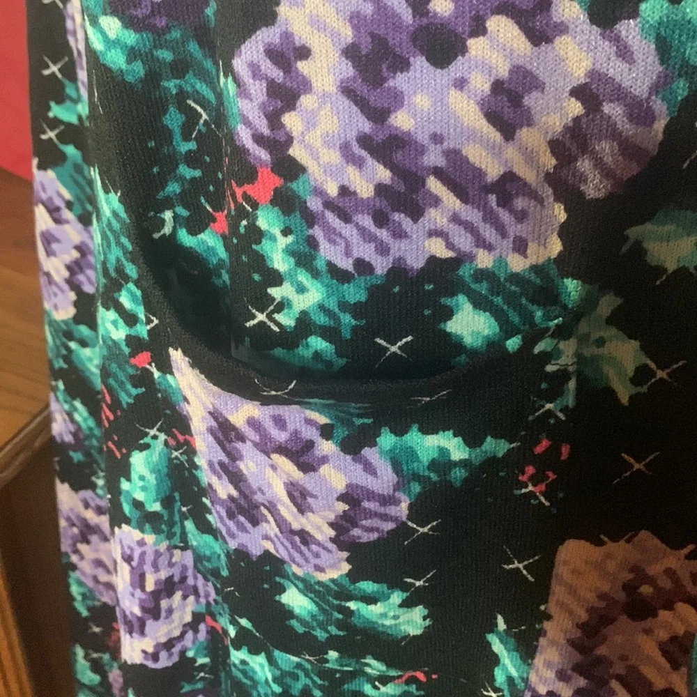 LULAROE | Sarah‎ Longline Spring Festival Duster Black Purple Green Floral | M